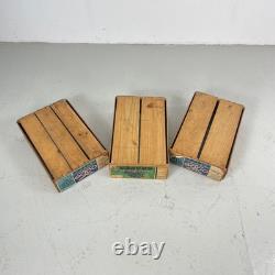 SET OF 3 VINTAGE INDUSTRIAL 60s WOODEN FRUIT GRAPE CRATE BOX #4488