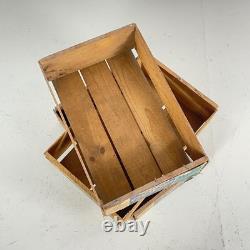 SET OF 3 VINTAGE INDUSTRIAL 60s WOODEN FRUIT GRAPE CRATE BOX #4488