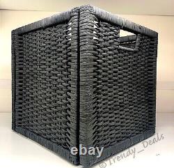 SET of 2 Ikea BRANAS BRANÄS Box Basket Rattan Dark Gray 12 ½ x 12 ½ x 13 ½