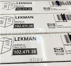 SET of 4 Ikea LEKMAN Storage Box White, Plastic 13x14 ½x13 Fits Kallax NEW