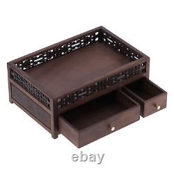 SL (Style 1)Wooden Storage Box Decorative Tea Set Rack Retro Teacake Box Desktop