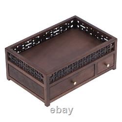 SL (Style 1)Wooden Storage Box Decorative Tea Set Rack Retro Teacake Box Desktop