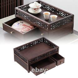SL (Style 1)Wooden Storage Box Decorative Tea Set Rack Retro Teacake Box Desktop