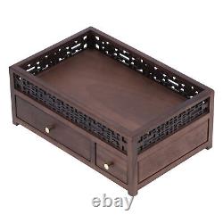 SL (Style 1)Wooden Storage Box Decorative Tea Set Rack Retro Teacake Box Desktop
