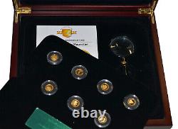 SOLOMON ISLANDS 2009 Fine Gold 7g Proof Set Ancient Wonders Wooden Box Magnifier