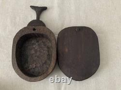 Sado Fujio Small Wooden Box 2 Set Rhinoceros Beetle & Stag Beetle Ainu Carving