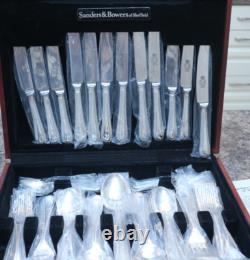 Sanders and Bowers 6 Person Stainless Steel Cutlery Set in wooden box vintage