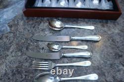Sanders and Bowers 6 Person Stainless Steel Cutlery Set in wooden box vintage