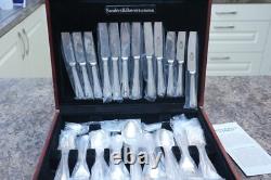 Sanders and Bowers 6 Person Stainless Steel Cutlery Set in wooden box vintage
