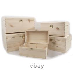 Selection of Treasure Chest Memo Storage Boxes / Unpainted Pine / Various Sizes