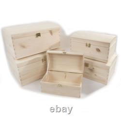 Selection of Treasure Chest Memo Storage Boxes / Unpainted Pine / Various Sizes