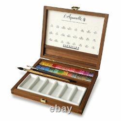 Sennelier 24 Luxury Half Pan Artist Watercolour Mahogany Wooden Box Set