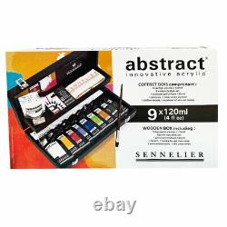 Sennelier Abstract Acrylic Paint Wooden Box Set with Accessories 9 x 120ml