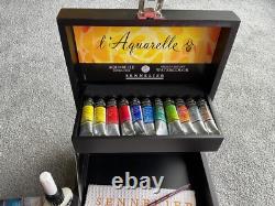 Sennelier L'Aquarelle Artists Watercolour Black Wooden Box Set of 11x10ml Tubes