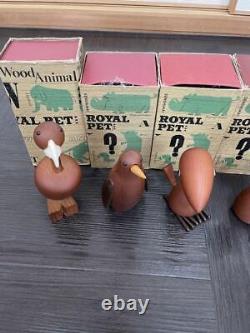 Senshukai Royal Pet Set 9 Box Japanese Wooden Animal Figurine Figure vintage