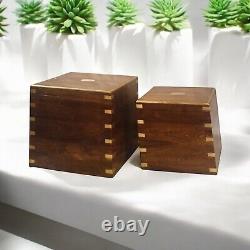 Set 2 Large Trunk Chest Rustic Solid Wooden Box Vintage Storage Ottoman