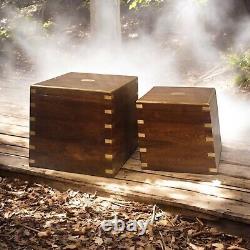 Set 2 Large Trunk Chest Rustic Solid Wooden Box Vintage Storage Ottoman