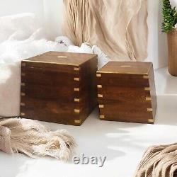 Set 2 Large Trunk Chest Rustic Solid Wooden Box Vintage Storage Ottoman