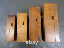 Set 4 wooden screw box 1/8 1/4 3/8 1/2 thread cutter vintage tools by Buck