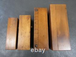 Set 4 wooden screw box 1/8 1/4 3/8 1/2 thread cutter vintage tools by Buck