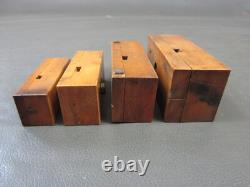 Set 4 wooden screw box 1/8 1/4 3/8 1/2 thread cutter vintage tools by Buck