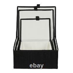Set Bamboo Storage Basket Lid Shelf Boxes Organiser Dust-free Moisture-Resistant