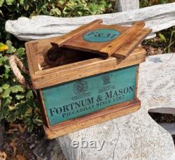 Set Of 3 Fortnum And Mason Lidded Woden Storage Boxes With Rope Handles, Crates