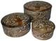 Set Of 3 Tree Of Life Jewellery Trinket Storage Boxes Round Mango Wood