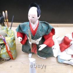 Set Of 5 Japanese Hina Dolls Figures In Original Wooden Box 2 Kyudo archers