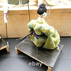 Set Of 5 Japanese Hina Dolls Figures In Original Wooden Box 2 Kyudo archers