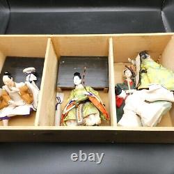 Set Of 5 Japanese Hina Dolls Figures In Original Wooden Box 2 Kyudo archers