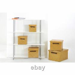 Set Of 5 Premier Housewares Tan Brown Pandanus Wood Storage Boxes Handles & Lid