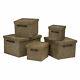 Set Of 5 Premier Pandanus Wood Boxes Lids Home Storage 100% Eco Bamboo Handles