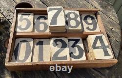 Set Of 96 Antique Vintage Cardboard Hymn Board Numbers In Lidded Wooden Box