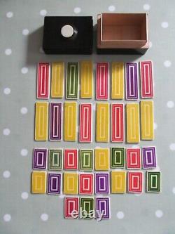 Set Of Antique Bovine Bone Gaming Counters / Chips In A High Quality Wooden Box