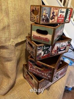 Set Of Five Lambretta & Vespa Storage Box Crates Made From Reclaimed Timber