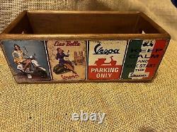 Set Of Five Lambretta & Vespa Storage Box Crates Made From Reclaimed Timber