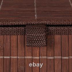 Set of 12 Bamboo Storage Baskets with Lid Storage Shelf Boxes Organisers Brown