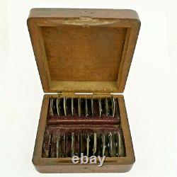 Set of 17 Vintage L. Carpano Watchmakers Gear Cutters Tools in Wooden Box (AL3)
