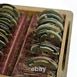 Set of 17 Vintage L. Carpano Watchmakers Gear Cutters Tools in Wooden Box (AL3)