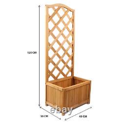 Set of 2 Trellis Wooden Planter Garden Plant Flowerpot Lattice Box Patio Natural