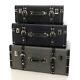 Set Of 3 Luggage Style Storage Boxes Trunks Black, Grey & Navy