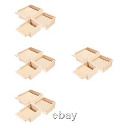 Set of 4 Wooden Storage Box Photo Boxes Unfinished with Sliding Lids