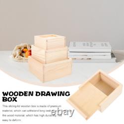 Set of 4 Wooden Storage Box Photo Boxes Unfinished with Sliding Lids