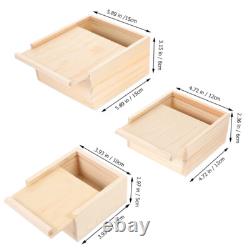 Set of 4 Wooden Storage Box Photo Boxes Unfinished with Sliding Lids