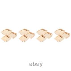 Set of 4 Wooden Storage Box Photo Boxes Unfinished with Sliding Lids
