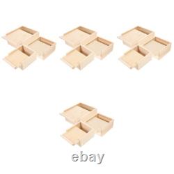 Set of 4 Wooden Storage Box Photo Boxes Unfinished with Sliding Lids