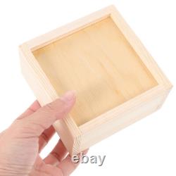 Set of 4 Wooden Storage Box Photo Boxes Unfinished with Sliding Lids