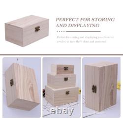 Set of 5 Painted Wooden Box Office Small Chest Chic Jewelry Case