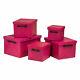 Set Of 5 Premier Pink Pandanus Wood Boxes Lids Home Storage 100% Bamboo Handles